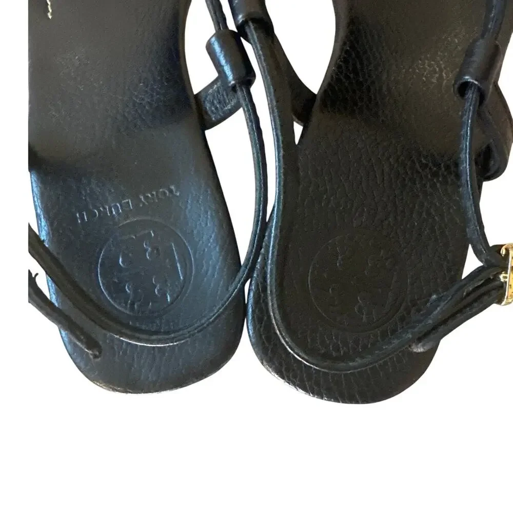 Tory Burch‎ Pauline Demi Cork Wedge Sandals Black 8.5